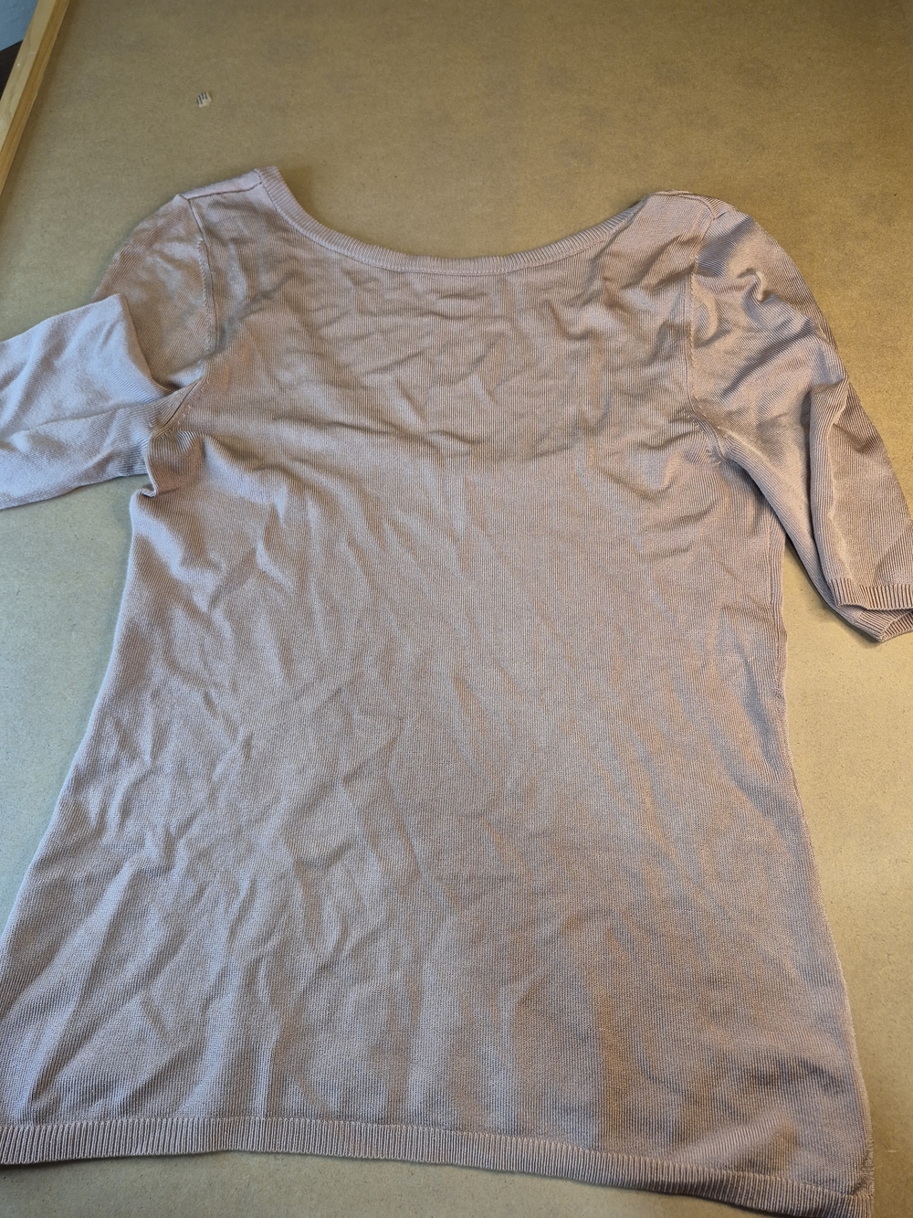 Ann Taylor Light Mauve Short-Sleeve Knit Top With Scoop Back
